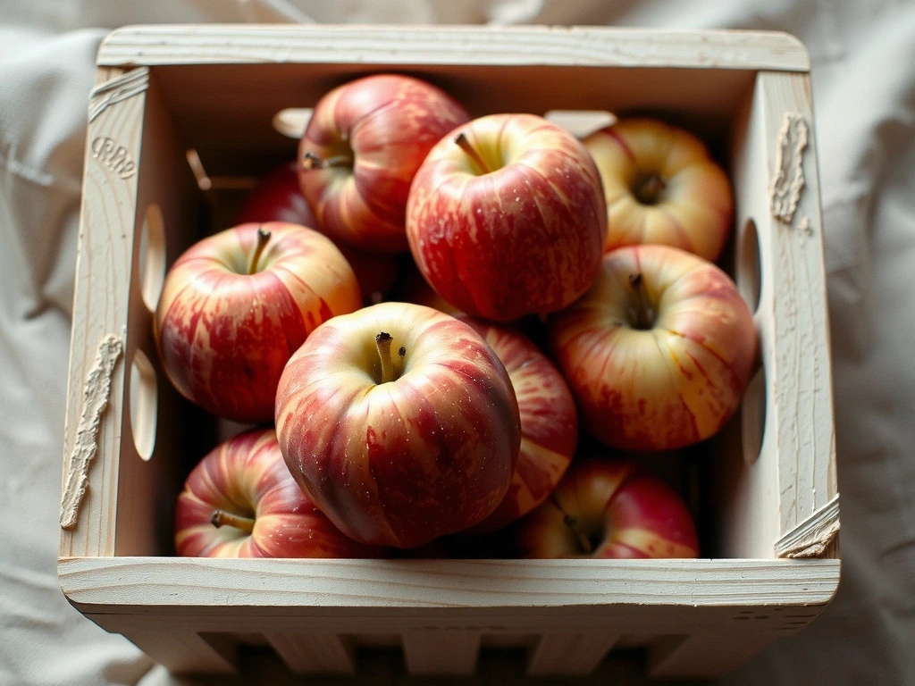 Świeże jabłka w skrzynce